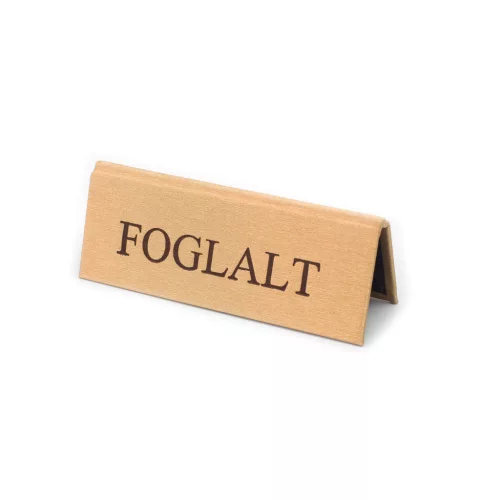 Rezervačná tabuľka, zlatá koženka, hnedá potlač, malá