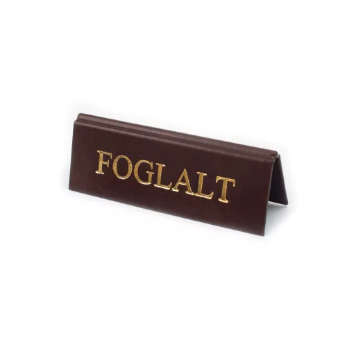 Rezervačná tabuľka, tmavohnedá koženka, zlatá potlač, malá