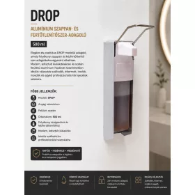 DROP hliníkový dávkovač mydla a dezinfekcie – 500 ml