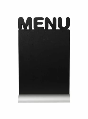 Kriedová tabuľa Securit, silueta MENU, hliníková noha