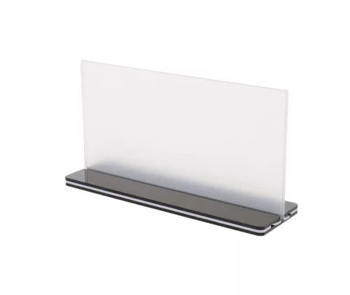 Plexi stojan s čiernou základňou, 20 × 10 cm, na šírku