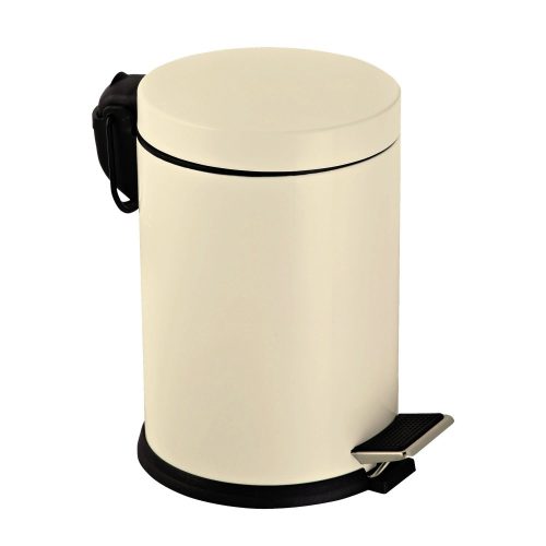 Pozinkovaný oceľový pedálový kôš, s odnímateľným plastovým vedierkom, krémová farba, 5L