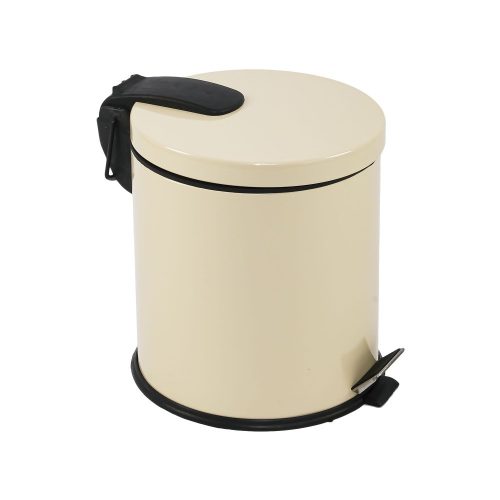 Pozinkovaný oceľový pedálový kôš, s vyberateľným plastovým vedierkom, krémová farba, 20L