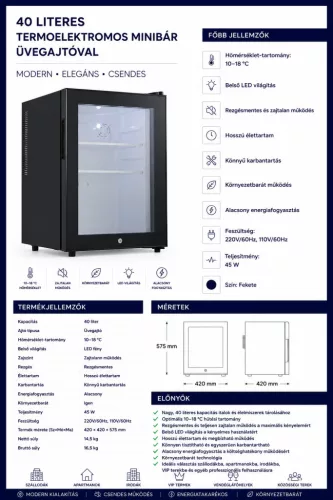 HOBBB Snedsted minibarová chladnička, 40 l
