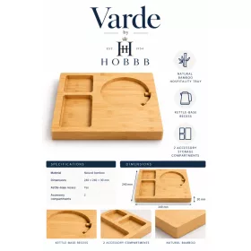 HOBBB Varde bambusový podnos pre hostí, prírodný