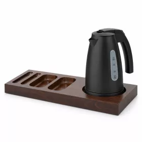   Bentley Xanthic podnos (mahagón) + Saffron View rýchlovarná kanvica, 1 l (matná čierna) – súprava