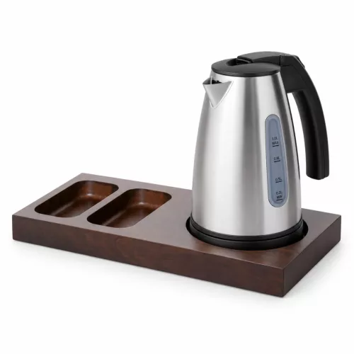 Bentley Xanthic S podnos (mahagón) + Saffron View rýchlovarná kanvica, 1 l (nehrdzavejúca oceľ) – súprava