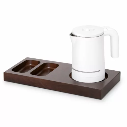 Bentley Xanthic S podnos (mahagón) + Halo rýchlovarná kanvica, 0,6 l (biela) – súprava
