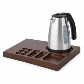   Bentley Xanthic Coffee & Tea podnos (mahagón) + Saffron View rýchlovarná kanvica, 1 l (nehrdzavejúca oceľ) – súprava