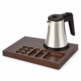   Bentley Xanthic Coffee & Tea podnos (mahagón) + Coral rýchlovarná kanvica, 0,5 l (nehrdzavejúca oceľ) – súprava