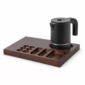   Bentley Xanthic Coffee & Tea podnos (mahagón) + Halo rýchlovarná kanvica, 0,6 l (matná čierna) – súprava
