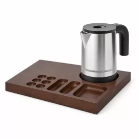   Bentley Xanthic Coffee & Tea podnos (mahagón) + Halo rýchlovarná kanvica, 0,8 l (nehrdzavejúca oceľ) – súprava