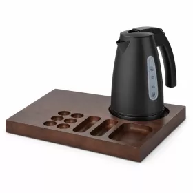   Bentley Xanthic Coffee & Tea podnos (mahagón) + Saffron View rýchlovarná kanvica, 1 l (matná čierna) – súprava