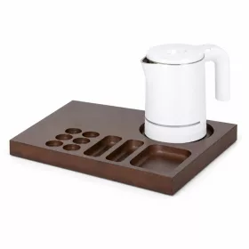   Bentley Xanthic Coffee & Tea podnos (mahagón) + Halo rýchlovarná kanvica, 0,6 l (biela) – súprava