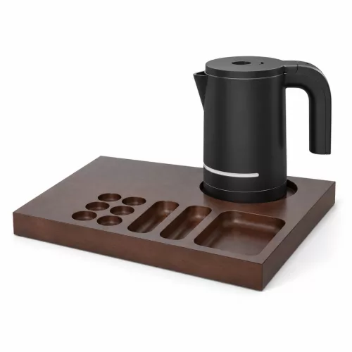 Bentley Xanthic Coffee & Tea podnos (mahagón) + Halo rýchlovarná kanvica, 1 l (čierny) – súprava