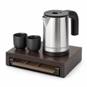   Bentley Canella podnos (mahagón) + Halo rýchlovarná kanvica, 0,8 l (nehrdzavejúca oceľ) – súprava