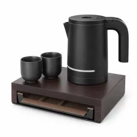   Bentley Canella podnos (mahagón) + Halo rýchlovarná kanvica, 1 l (čierny) – súprava