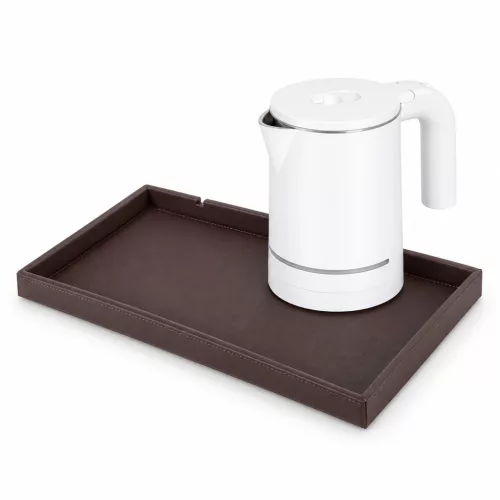 Bentley Etna podnos (klasická hnedá) + Halo rýchlovarná kanvica, 0,6 l (biela) – súprava