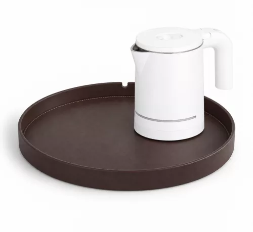 Bentley Maroa podnos (klasická hnedá) + Halo rýchlovarná kanvica, 0,6 l (biela) – súprava