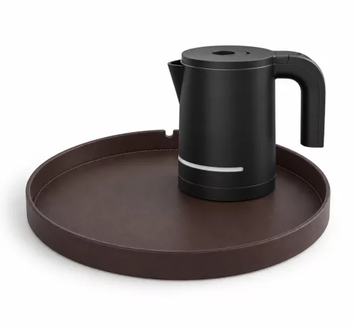 Bentley Maroa podnos (klasická hnedá) + Halo rýchlovarná kanvica, 1 l (čierny) – súprava
