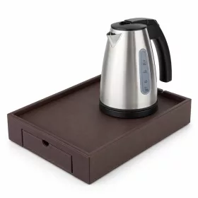   Bentley Stromboli podnos (klasická hnedá) + Saffron View rýchlovarná kanvica, 1 l (nehrdzavejúca oceľ) – súprava