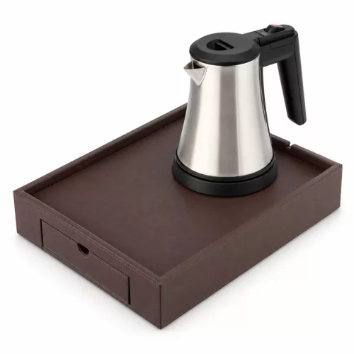 Bentley Stromboli podnos (klasická hnedá) + Coral rýchlovarná kanvica, 0,5 l (nehrdzavejúca oceľ) – súprava