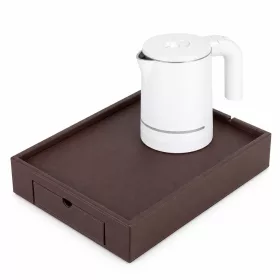   Bentley Stromboli podnos (klasická hnedá) + Halo rýchlovarná kanvica, 0,6 l (biela) – súprava