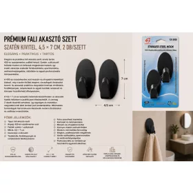   Prémiová sada nástenných háčikov – nerez 430, saténové prevedenie, 4,5 × 7 cm, 2 ks/sada