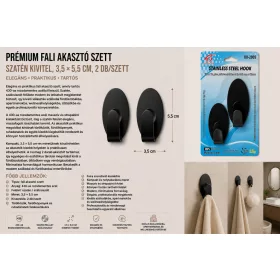   Prémiová sada nástenných háčikov – nerez 430, saténové prevedenie, 3,5 × 5,5 cm, 2 ks/sada