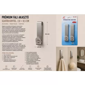   Prémiový nástenný háčik – nerez 430, saténové prevedenie, 2,8 × 8,5 cm