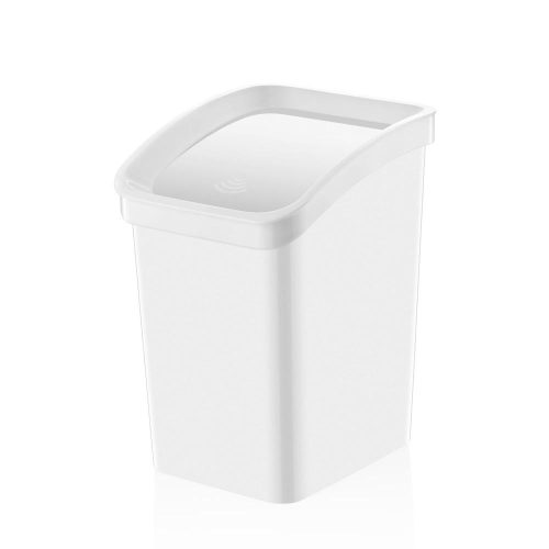 Plastový odpadkový kôš Smart Click s výklopným vekom, biely 12L
