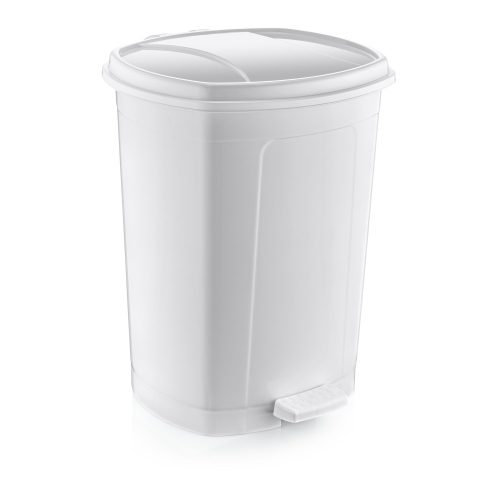 Plastový pedálový kôš, biely 50L