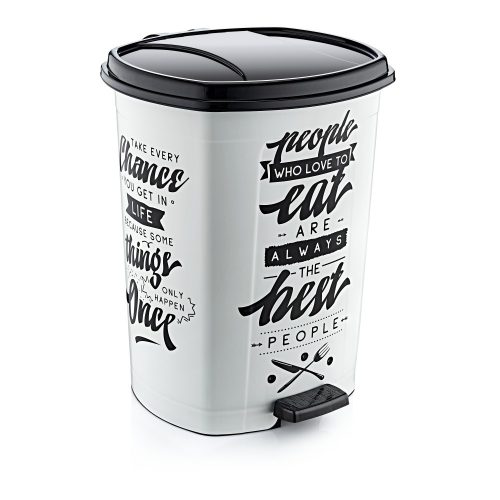 Plastový pedálový kôš, bielo/čierny vzor, ​​GOGO 50L