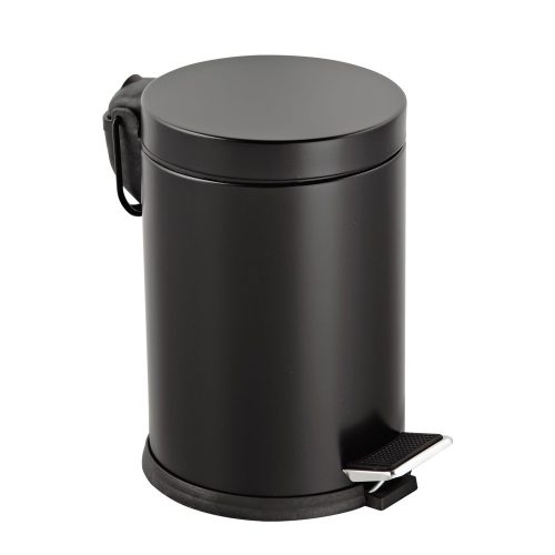 Pozinkovaný oceľový pedálový kôš, s odnímateľným plastovým vedierkom, čierna farba, 5L