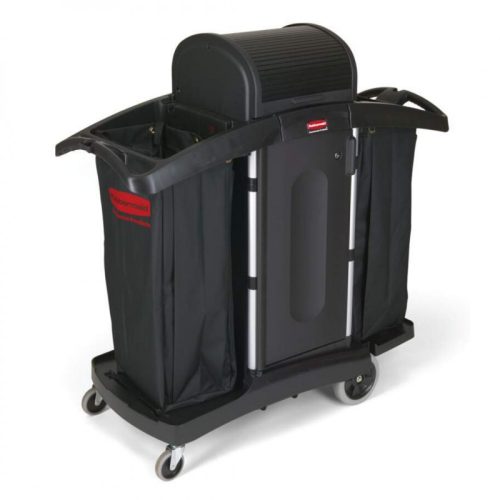Veľký uzamykateľný hotelový vozík Rubbermaid s 2 taškami