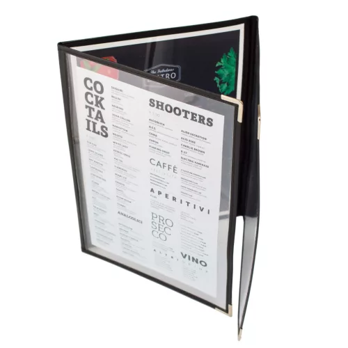 Obal na jedálny lístok Bistro A5, 3 listy, rozkladacia verzia