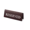 Stolová tabuľka RESERVED, tmavohnedá koženka, biela potlač, malá