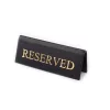 Stolová tabuľka RESERVED, čierna koženka, zlatá potlač, malá