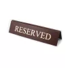 Stolová tabuľka RESERVED, tmavohnedá koženka, zlatá potlač, veľká