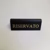 Stolová tabuľka RISERVATO, čierna koženka, zlatá potlač, malá