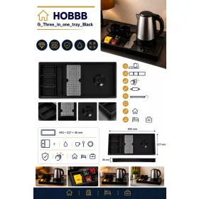HOBBB Gentofte hosťovský podnos, čierny