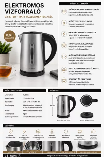 HOBBB Hjørring rýchlovarná kanvica, 0,6 l
