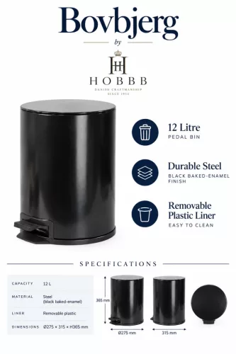 HOBBB Bovbjerg odpadkový kôš do izby pre hostí, 12 l