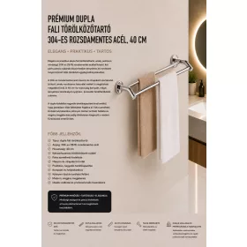   Prémiový dvojitý nástenný držiak na uteráky – nerez 304, 40 cm