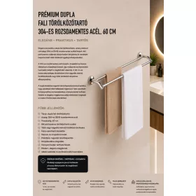   Prémiový dvojitý nástenný držiak na uteráky – nerez 304, 60 cm