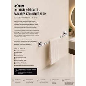   Prémiový nástenný držiak na uteráky – mosadz, chrómovaný, 60 cm