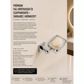   Prémiový nástenný drôtený košík a miska na mydlo – mosadz, chrómovaný