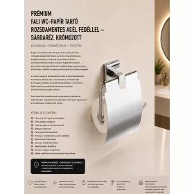   Prémiový nástenný držiak toaletného papiera s nerezovým krytom – mosadz, chrómovaný