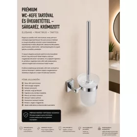   Prémiová WC kefa s držiakom a sklenenou vložkou – mosadz, chrómovaná