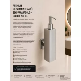 Prémiový nerezový dávkovač mydla – satén, 200 ml